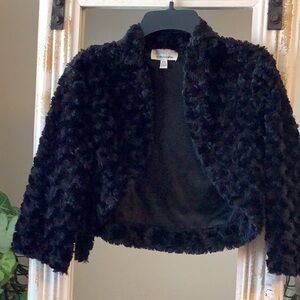 Signature by Robbie Bee soft furry cover up. PM 3/4 sleeves 100% polyester.